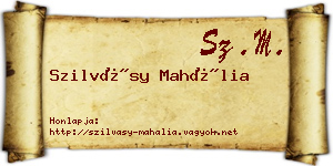 Szilvásy Mahália névjegykártya